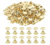 PATIKIL 7.5mm Chicago Screws Leather Rivets, 120 Set Leather Rivets Nail Stud Screws Bolt Assorted Kit for DIY Leather Craft Bookbinding Decorate Repair Belt Bag Clothing, Gold Tone