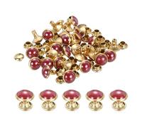 PATIKIL 7.5mm Turquoise Rapid Rivets, 45 Sets Leather Rivets Studs Rivet Double Cap Spikes Rivet for Leather Crafting for Decor Repair DIY Clothing Belts Bags Shoes, Red