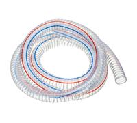 PATIKIL 7/8" / 22mm ID Wire Reinforced Hose 2 Meters, Clear | PVC Vinyl Suction Tubing, High Pressure Chemical Resistant with Spiral Steel Wire, for Water, Fuel, Powder Drain