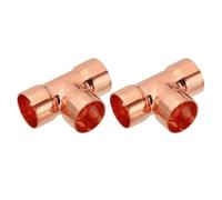 PATIKIL 7/8" ID 1mm Thick Tee Copper Fitting, 2pcs 99.9% 3 Way Pure Copper Pipe Fitting Tube Connector with Sweat Solder Connection for Plumbing HVAC Refrigeration System