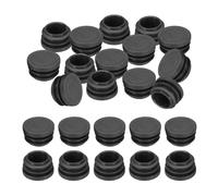 PATIKIL 7/8" Plastic Tubing End Caps, 24Pcs Round Hole Plug Insert for Round Iron Pipe Chair Leg Table Bookshelves Patio Furniture, Black