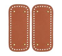 PATIKIL 7.9 x 3.5inch Leather Bag Bottom, 2 Pcs PU Leather Bag Bases Purse Making Knitting Rectangle Crochet Bottom Shaper Pad with Holes Durable for Crochet DIY Handbag Tote, Brown