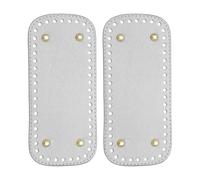 PATIKIL 7.9 x 3.5inch Leather Bag Bottom, 2 Pcs PU Leather Bag Bases Purse Making Knitting Rectangle Crochet Bottom Shaper Pad with Holes Durable for Crochet DIY Handbag Tote, Silver