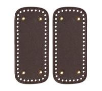 PATIKIL 7.9 x 3.5inch Leather Bag Bottom, 2 Pcs PU Leather Bag Bases Purse Making Knitting Rectangle Crochet Bottom Shaper Pad with Holes Durable for Crochet DIY Handbag Tote, Dark Brown