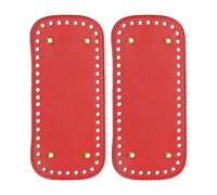 PATIKIL 7.9 x 3.5inch Leather Bag Bottom, 2 Pcs PU Leather Bag Bases Purse Making Knitting Rectangle Crochet Bottom Shaper Pad with Holes Durable for Crochet DIY Handbag Tote, Red