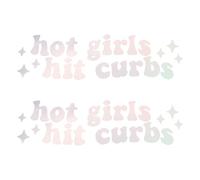 PATIKIL 7.99"x2.56" Hot Girls Hit Curbs Vinyl Decal, 2pcs Rearview Mirror Stickers for Water Bottles Laptops Cars Bumper Window Glass, Rainbow