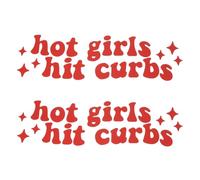 PATIKIL 7.99"x2.56" Hot Girls Hit Curbs Vinyl Decal, 2pcs Rearview Mirror Stickers for Water Bottles Laptops Cars Bumper Window Glass, Reflective Red