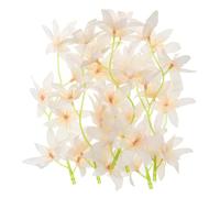 PATIKIL 7 Inch Artificial Orchid Flower, 24 Pcs Floating Candles Simulation Flower Cylinder Vase Fillers for Home Wedding Decoration, Champagne