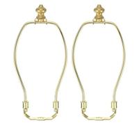 PATIKIL 7 Inch Lamp Harp Kit with 1 Inch Height Solid Brass Finial, 2 Set Heavy Duty Bracket with Standard Saddle & Finial Detachable Shade Holder for Table Floor Lamps, Gold