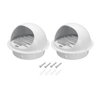 PATIKIL 7 Inch Vent Round Cover, 2 Pack Stainless Steel Exterior Wall Air Vent Louvered Soffit Vent Exhaust Outlet Hood for HVAC Ducting Exhaust Extractor Fan, White