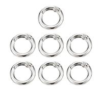 PATIKIL 7 Pcs Metal Spring O Rings, 0.8"/19.5mm Trigger Spring O Ring Round Clips Snap Hooks Rack Plating for Keyring Buckle Keychains Bag Charm Purse Handbag Strap DIY Craft, Silver-White