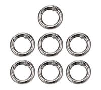 PATIKIL 7 Pcs Metal Spring O Rings, 0.8"/19.5mm Trigger Spring O Ring Round Clips Snap Hooks Rack Plating for Keyring Buckle Keychains Bag Charm Purse Handbag Strap DIY Craft, Dark Gray