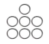 PATIKIL 7 Pcs Metal Spring O Rings, 1.5"/39mm Trigger Spring O Ring Round Clips Snap Hooks Rack Plating for Keyring Buckle Keychains Bag Charm Purse Handbag Strap DIY Craft, Dark Gray