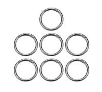 PATIKIL 7 Pcs Metal Spring O Rings, 1.5"/39mm Trigger Spring O Ring Round Clips Snap Hooks Rack Plating for Keyring Buckle Keychains Bag Pendant Purse Handbag Strap DIY Craft, Dark Gray