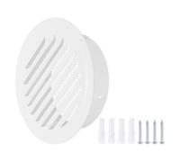 PATIKIL 7" Round Air Vent Cover, Stainless Steel Louvered Wall Inlet Outlet Grill Screen Mesh Ducting Soffit Vent with Screws for Ventilation, White