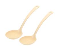 PATIKIL 7" Soup Spoons, 2Pcs Plastic Reusable Chinese Won Ton Soup Spoons Medium Individual Tea Spoon for Parties, Home, Kitchen, Restaurant, Beige