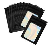 PATIKIL 7 x 10 Inch Holographic Packaging Bags, 100 Pcs Clear Window Resealable Food Storage Smell Proof Foil Pouch Bag for Small Business Party Favor Candy Jewelry, Black