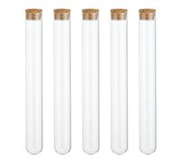 PATIKIL 70ml Test Tubes, 5pcs 7.87x0.98in Glass Clear Round Bottom Test Tube Containers with Cork Stopper for Bead Party Candy Bath Salt Storage Scientific Experiment Plant Propagation