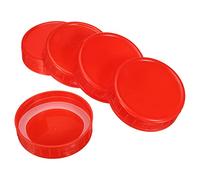 PATIKIL 70mm / 2-3/4" Regular Mouth Plastic Mason Jar Lids, 1Set/10 Pack Canning Jars Caps with Silicone Sealing Ring for Kitchen Storage, Red