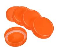 PATIKIL 70mm / 2-3/4" Regular Mouth Plastic Mason Jar Lids, 1Set/10 Pack Canning Jars Caps with Silicone Sealing Ring for Kitchen Storage, Orange
