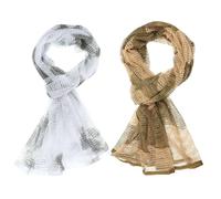 PATIKIL 71"x35" Camouflage Veil Scarf, 2Pcs Camo Netting Veil Camo Mesh Neck Scarves Desert Mesh Scarves for Outdoor Activities, Snow Camo/Desert Camo