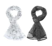 PATIKIL 71"x35" Camouflage Veil Scarf, 2Pcs Camo Netting Veil Camo Mesh Neck Scarves Desert Mesh Scarves for Outdoor Activities, Snow Camo/Black