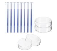 PATIKIL 75mm High Borosilicate Glass Petri Dishes with Lids, 4 Pack Petri Plates with 20 Pack Inoculation Loop for Lab Science Experiment, Clear