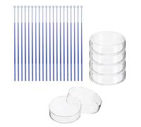 PATIKIL 75mm High Borosilicate Glass Petri Dishes with Lids, 6 Pack Petri Plates with 20 Pack Inoculation Loop for Lab Science Experiment, Clear