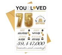 PATIKIL 75th Birthday Card, Happy Birthdays Card Time Greeting Card with Envelope for Girl Boy Women Gift Friend Birthday Decorations, Gold Tone