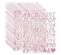 PATIKIL 768Pcs 1" Glitter Letter Stickers, 8Sheets Glitter Number Stickers Vinyl Self-Adhesive Alphabet Number Waterproof Decals for Scrapbook Decoration Mailbox Sign, Pink
