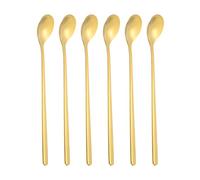 PATIKIL 7inch Teaspoons, 6pcs Long Spoon Coffee Spoon 304 Stainless Steel Long Handle Iced Tea Spoon Tea Spoons for Stirring Cocktail Coffee Bar Set Hot Tea Party, Gold