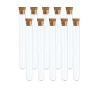 PATIKIL 7ml Test Tubes Set, 10pcs 3.94x0.51" PS Clear Round Bottom Test Tube Containers with Wood Stopper for Bead Party Candy Bath Salt Storage Scientific Experiment Plant Propagation