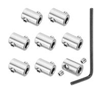 PATIKIL 7mm Hole Wire Rope Clips Set, 8 Set 304 Stainless Steel Double Holes Lock Cable Clamps Clip with M6 Hexagon Screws Spanner for Cable Fitting, Silver 14x20mm