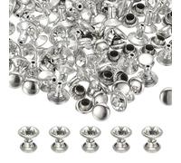 PATIKIL 7mm Leather Rivets, 70 Sets Rhinestone Rivet Studs Double Cap Spikes Rivet for Leather Crafting for Decor Repair DIY Clothing Belts Bags Shoes, Transparent Silver Tone