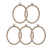PATIKIL 7x5.9inch Embroidery Hoops, 5Pieces Imitated Wood Oval Frame Cross Stitch Hoop Ring for Embroidery Art Craft Sewing Ornaments Hanging Decoration