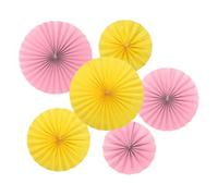 PATIKIL 8"/12"/16" Paper Fans Hanging Decoration, 12 in 1 Set Round Honeycomb Fans with Pearl for Birthday Wedding Graduation Events Party, Yellow/Pink