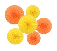 PATIKIL 8"/12"/16" Paper Fans Hanging Decoration, 12 in 1 Set Round Honeycomb Fans with Pearl for Birthday Wedding Graduation Events Party, Yellow/Orange