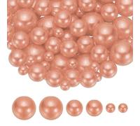 PATIKIL 8/14/20 mm Faux Pearls Beads, 150 Pcs No Hole Pearls Floating Beads for Vase Filler Centerpiece Decoration for Wedding Party Home Table Decor Floating Candle, Champagne Gold