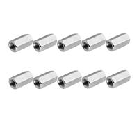 PATIKIL 8#-32 UNC 304 Stainless Steel Hex Coupling Nuts, 10 Pcs 12mm / 0.47" Length Fully Threaded Rod Coupling Nut Studding Connector Fasteners, Silver Tone