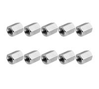 PATIKIL 8#-32 UNC 304 Stainless Steel Hex Coupling Nuts, 10 Pcs 8mm / 0.31" Length Fully Threaded Rod Coupling Nut Studding Connector Fasteners, Silver Tone
