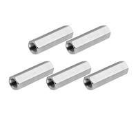 PATIKIL 8#-32 UNC 304 Stainless Steel Hex Coupling Nuts, 5 Pcs 25.4mm / 1" Length Fully Threaded Rod Coupling Nut Studding Connector Fasteners, Silver Tone