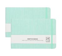 PATIKIL 8.3x5.5" Watercolor Sketchbook, 2Pcs 24 Sheet 300GSM/203lb Watercolor Paper Sketchbooks Acid Free Watercolor Journal Hardcover Artists Paper Pads for Painting, Green