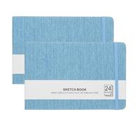 PATIKIL 8.3x5.5" Watercolor Sketchbook, 2Pcs 24 Sheet 300GSM/203lb Watercolor Paper Sketchbooks Acid Free Watercolor Journal Hardcover Artists Paper Pads for Painting, Blue