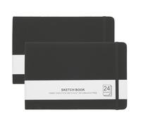 PATIKIL 8.3x5.5" Watercolor Sketchbook, 2Pcs 24 Sheet 300GSM/203lb Watercolor Paper Sketchbooks Acid Free Watercolor Journal Hardcover Artists Paper Pads for Painting, Black