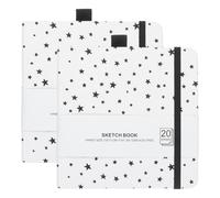PATIKIL 8.3x8.3 Watercolor Sketchbook, 2Pcs 20 Sheet 300GSM/203lb Watercolor Paper Sketchbooks Acid Free Watercolor Journal Hardcover Artists Paper Pads with Pen Holder, White Star