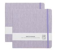 PATIKIL 8.3x8.3" Watercolor Sketchbook, 2Pcs 24 Sheet 300GSM/203lb Watercolor Paper Sketchbooks Acid Free Watercolor Journal Hardcover Artists Pads for Painting, Light Purple