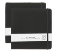 PATIKIL 8.3x8.3" Watercolor Sketchbook, 2Pcs 24 Sheet 300GSM/203lb Watercolor Paper Sketchbooks Acid Free Watercolor Journal Hardcover Artists Pads for Painting, Black