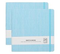 PATIKIL 8.3x8.3" Watercolor Sketchbook, 2Pcs 24 Sheet 300GSM/203lb Watercolor Paper Sketchbooks Acid Free Watercolor Journal Hardcover Artists Pads for Painting, Light Blue