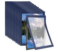 PATIKIL 8.5 x 11 Inch Magnetic Sign Holder, 12Pcs Self-Adhesive Soft Magnetic Border Wall Mount PVC Picture Frames Document Holder for Wall Window Home Office Store Poster, Dark Blue