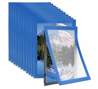 PATIKIL 8.5 x 11 Inch Magnetic Sign Holder, 12Pcs Self-Adhesive Soft Magnetic Border Wall Mount PVC Picture Frames Document Holder for Wall Window Home Office Store Poster, Sky Blue